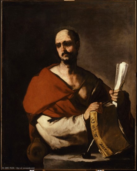 Luca Giordano, Philosophe tenant un livre et un rouleau de papier, 1659-1660, huile sur toile, Paris, Musée du Louvre